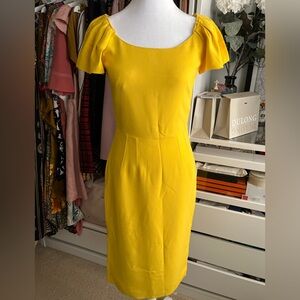 Dolce & Gabbana Yellow Ruffle Cap Sleeve Dress